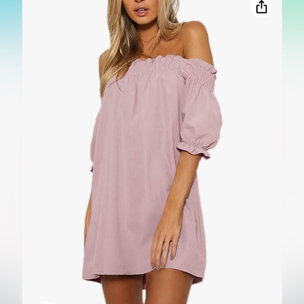 Pink Off The Shoulder Mini Dress
